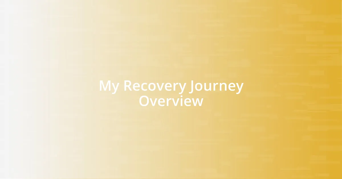 My Recovery Journey Overview