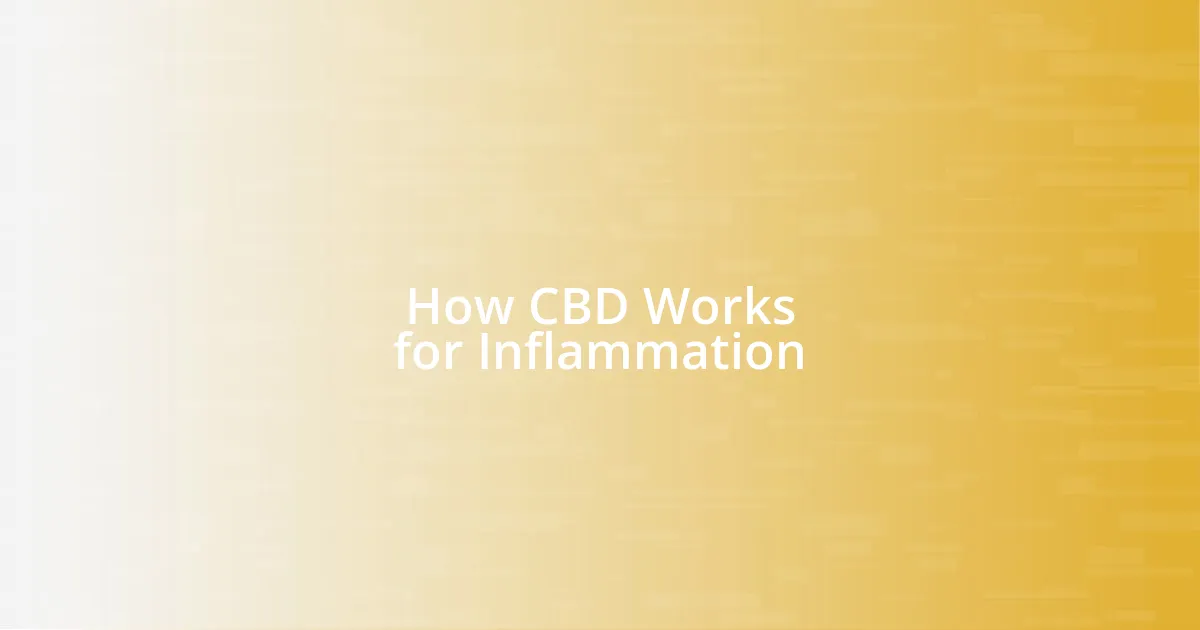 How CBD Works for Inflammation