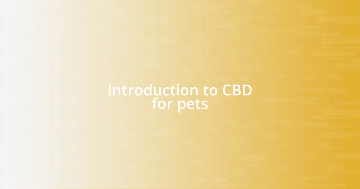 Introduction to CBD for pets